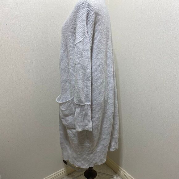 Free People Long Wool Alpaca Blend Duster Sweater Cardigan Light Grey Small - Picture 6 of 11